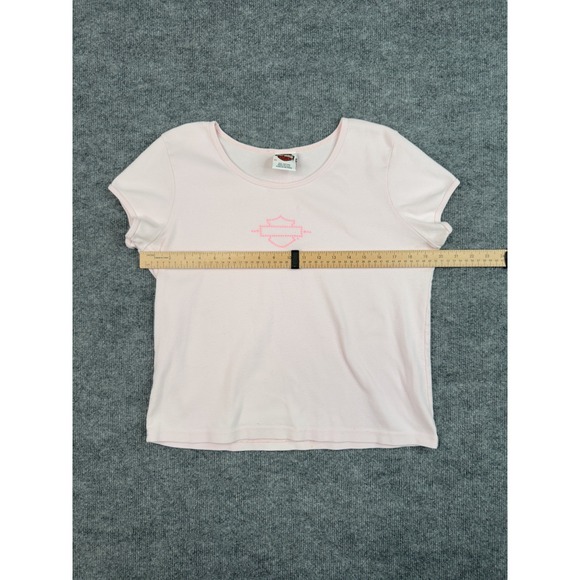 Harley-Davidson Womens Pink Tee XL Logo Fort Worth Made USA RK Stratman - Picture 10 of 16